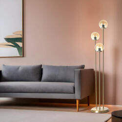 Opviq Elegáns borostyánsárga állólámpa, fém ház, 150 cm magas, 30 cm üvegkupak, E27 aljzat, max 40 W, kábelbe kapcsolható kapcsoló, IP20 | Modern dekorációhoz tökéletes (87431-534LUN4520)