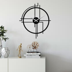 Wallity Elegáns fekete dekoratív fém falióra, 49 x 43 cm | 100% fém (1, 5 mm), csendes mechanizmus | Tökéletes otthoni és irodai dekorációhoz, könnyen rögzíthető falra (88770-891TNL2444)
