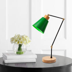 Opviq Modern zöld asztali lámpa, fém ház fa talppal, 52 cm magas, E27 foglalat, max. 40 W, stílusos és funkcionális lakberendezéshez | IP20 besorolású (86929-525NOR2114)