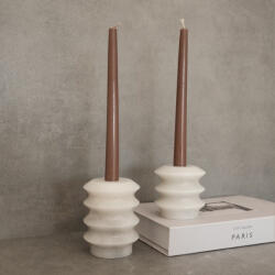 Aberto Design Elegáns gyertyatartó készlet (2 db), 100% Thassos márvány, fehér | Magas: 9 cm átmérő x 12 cm magas, rövid: 9 cm átmérő x 6 cm magas | Tökéletes lakberendezéshez és különleges alkalmakra (85640-144ARD