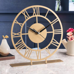 Aberto Design Elegáns arany dekoratív óra, 25 x 23 cm, 100% fém, 1, 5 mm vastagság | Csendes mechanizmus, 1 db AA elem szükséges (nem tartozék) | Tökéletes otthoni dekorációhoz (85392-901LMN1145)