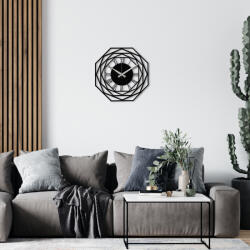 Wallity Elegáns fekete dekoratív fém falióra, 48 x 48 cm | 100% fém, 1, 2 mm vastagság | 1 db AA elem szükséges (nem tartozék) | Stílusos lakberendezés (88243-279ENZ1412)