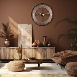 Wallity Elegáns dekoratív fém falióra, 62 x 62 cm, ezüst és fekete | 70% acél / 30% MDF | Silent Sweep Movement | Tökéletes a modern lakberendezéshez (88655-705RGL1107)