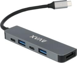 AVAX CONNECT+ 5in1 USB-C MultiPort adapter, 2x USB Type-C, USB-A, HDMI, PD100W (HB611) (HB611)