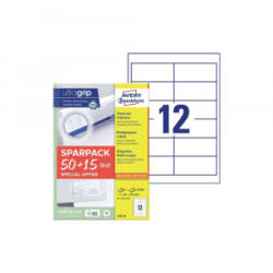 Avery Etikett címke, 97x42, 3mm, univerzális, 65 lap, 12 címke/lap , fehér (4781-65)