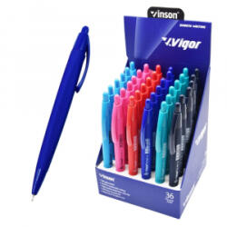 Vinson Golyóstoll nyomógombos 0, 7mm vegyes test displ 36 db/display (G2)