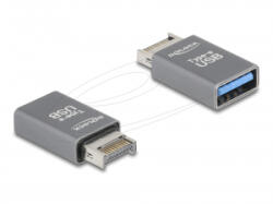 Delock Adapter USB 10 Gbps E-típusú A apa - USB A-típusú anya fém (67230) (67230) - aqua