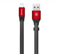 Baseus NIMBLE adatkábel (USB - lightning, 2A, 23cm, lapos kábel) FEKETE/PIROS Apple IPAD Pro 12.9 (2015) / iPhone 6S 4.7 / IPAD Pro 9.7 (CALMBJ-B91)