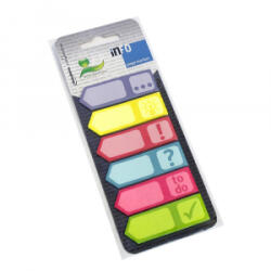 Info Notes Jelölőcímke 18x55mm, 6x25lap, piktogrammal lila sárga, piros, kék, rózsaszín, zöld (5672-90)