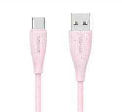 USAMS GREEN SERIES adatkábel (USB - Type-C, 18W, 3A, gyorstöltő, 100cm) RÓZSASZÍN (SJ714USB04) - aqua