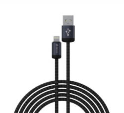 DEVIA GRACIOUS adatkábel (USB - lightning, 12W, gyorstöltő, 100cm, cipőfűző) FEKETE Apple IPAD (3rd Generation) / iPhone 6 4.7 / IPAD Pro 12.9 (EC650)