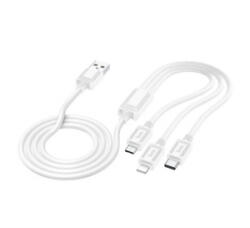 hoco. X74 töltőkábel 3in1 (USB - lightning/microUSB/Type-C, 2A, 100cm) FEHÉR (X74_W)