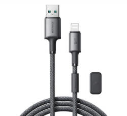 JOYROOM UNLIMITED adatkábel (USB - lightning, 3A, gyorstöltő, 120cm + mágneses kábelrendező) SZÜRKE Apple IPAD / iPhone 6 Plus 5.5 / iPhone SE
