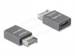 Delock Adapter USB 10 Gbps E-típusú A apa -USB Type-C anya fém (67234) (67234) - aqua