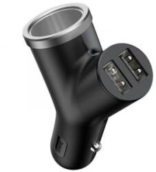 Baseus Y Type 2xUSB-A autós töltő 3.4A, 40W és elosztó fekete (CCALL-YX01) - Bontott termék!