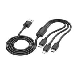 hoco. X74 töltőkábel 3in1 (USB - lightning/microUSB/Type-C, 2A, 100cm) FEKETE (X74_B)