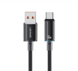 USAMS CLOUD SERIES adatkábel (USB - Type-C, 6A, gyorstöltő, 120cm) FEKETE (SJ658USB01) - aqua