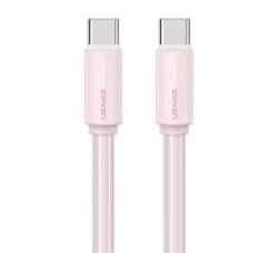 USAMS YU adatkábel (Type-C - Type-C, 60W, gyorstöltő, 100cm) RÓZSASZÍN (SJ734USB04)