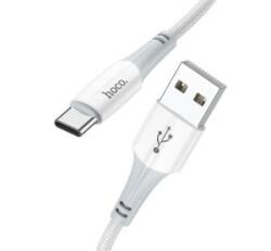 hoco. X70 adatkábel (USB - Type-C, 3A, 100cm, törésgátló, cipőfűző) FEHÉR (X70_USB_LIGHTNING_W TYPE-C)