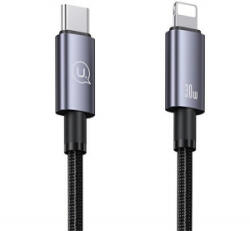 USAMS U82 adatkábel (Type-C - lightning, 30W, PD gyorstöltő, 25cm, cipőfűző) SÖTÉTSZÜRKE (SJ679USB01)