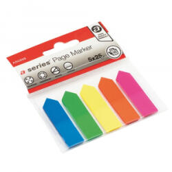 A-series Jelölőcímke 12x44mm, 5x25lap, nyíl, műanyag kék, zöld, sárga, pink, narancssárga (AS0898) (AS0898)