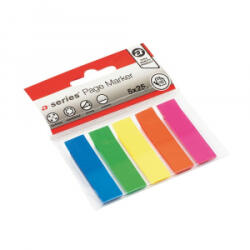 A-series Jelölőcímke 12x44mm, 5x25lap műanyag kék zöld sárga rózsaszín narancssárga (AS0897)