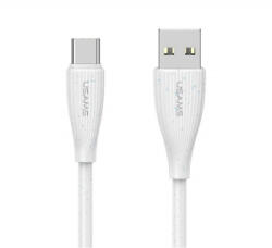 USAMS GREEN SERIES adatkábel (USB - Type-C, 18W, 3A, gyorstöltő, 100cm) FEHÉR (SJ714USB02) - aqua