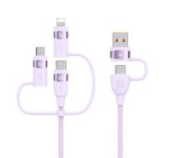 USAMS U85 töltőkábel 5in1 (Type-C/USB - Type-C/lightning/microUSB, 100W, PD gyorstöltő, 120cm) LILA (SJ645USB02)
