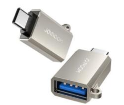 JOYROOM adapter (USB aljzat - Type-C, adatátvitel és töltés, OTG) EZÜST (S-H151)