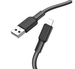 hoco. X69 adatkábel (USB - lightning, 2.4A, 100cm, törésgátló, cipőfűző) FEKETE/FEHÉR Apple iPhone 14 Pro / iPhone 14 Plus / iPhone 14