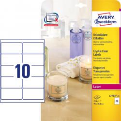 AVERY Etikett címke, 96 x50, 8mm, víztiszta, 10 címke/ív, 25 ív/doboz, átlátszó (L7783-25) (L7783-25)
