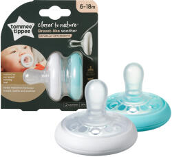 Tommee Tippee Ортодонтични залъгалки Tommee Tippee - Breast Like, 6-18 m, 2 броя (TT.0202)