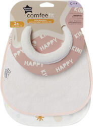 Tommee Tippee Двустранен текстилен лигавник Tommee Tippee - Comfee Fit, Розов и Зелен, 0 m+, 2 броя (TT.0290)