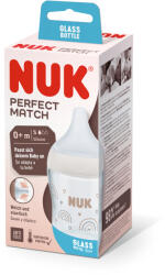 Nuk Стъклено шише със силиконов биберон Nuk - Perfect Match, 0+ m, размер S, Дъга (10747136)