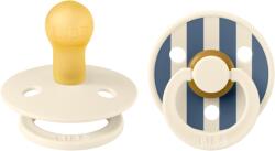BIBS Set 2 suzete tetina rotunda din latex 0 luni+ Colour Studio Collection Stripe Ivory/Steel Blue, 1 bucata, Bibs