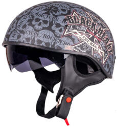 W-Tec Motoros bukósisak W-TEC Black Heart V535 Cross Skull DOT tanúsítvány, puha belső bélés, állítható napellenző S (55-56)