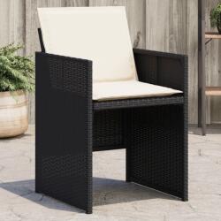 vidaXL 4 db fekete polyrattan kerti szék párnával (364932)