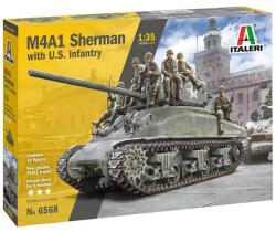 Italeri 1/35 M4A1 SHERMAN tank amerikai legénységgel makett (6568S) - innotechshop