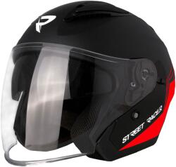 Street Racer Sonic nyitott motoros bukósisak matt fekete-piros - II. minőség