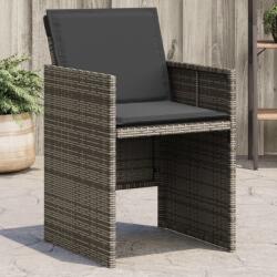 vidaXL 4 db szürke polyrattan kerti szék párnával (364934)