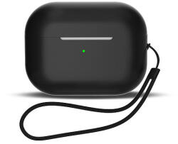 Hurtel Szilikon tok AirPods 1/AirPods 2 készülékekhez + csuklópánt zsinór - fekete