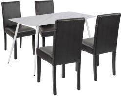 Leziter Megan 4+1 étkező garnitúra fehér-fekete (LEAB140-WH_LKE-BL_4) - arkibau