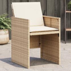 vidaXL 4 db bézs polyrattan kerti szék párnával (364936)