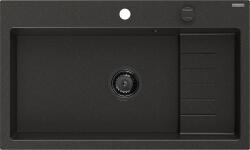 Mexen Omar chiuvetă din granit, 1 compartiment 800 x 480 mm, negru/auriu metalizat, sifon negru - 6520801005-75-B (6520801005-75-B) Chiuveta