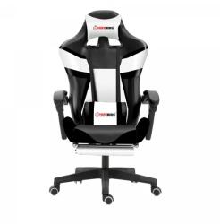 Herzberg Dönthető gamer és irodai forgószék lábtartóval, fekete, 120 kg (HG-8082-BLK)