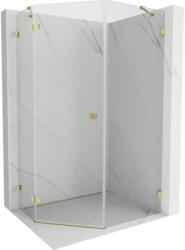 Mexen Lunar cabină de duș pentagonală cu deschidere pe stânga 80 x 100 cm, transparentă, aurie - 831-080L-100P-50-00-L (831-080L-100P-50-00-L)