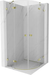 Mexen Lunar cabină de duș semicirculară cu deschidere 80 x 80 cm, transparentă, aurie - 833-080L-080P-50-00 (833-080L-080P-50-00)