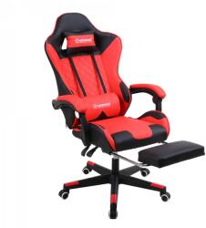 Herzberg Ergonomikus gamer és irodai szék, piros PVC bőr, kihúzható lábtartó, 120 kg (HG-8081RED)