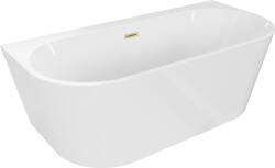 Mexen Oval+ cadă de baie independentă lângă perete 170 x 80 cm, albă, preaplin auriu periat - 52681708000-55 (52681708000-55)