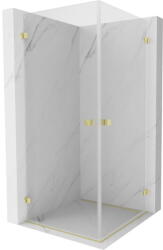 Mexen Lunar-B Duo cabină de duș pivotantă 90 x 90 cm, transparentă, aur periat - 832-090L-090P-55-00 (832-090L-090P-55-00)